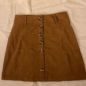 Brown button front mini skirt